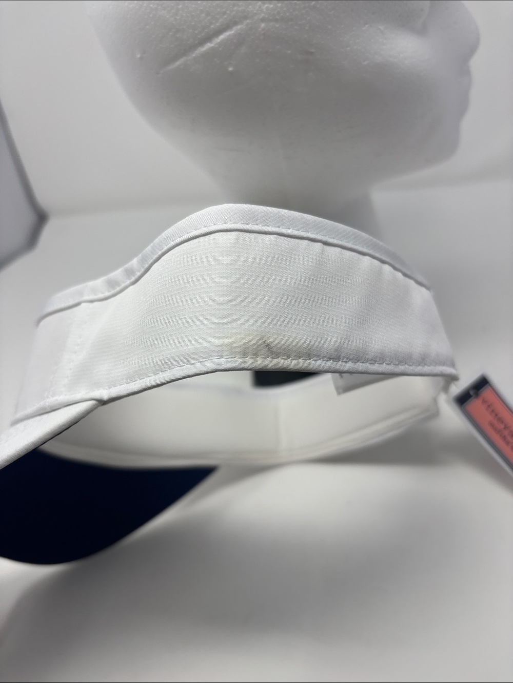 Vineyard Vines White Visor with Red & Navy Whale Logo - Picture 7 of 7